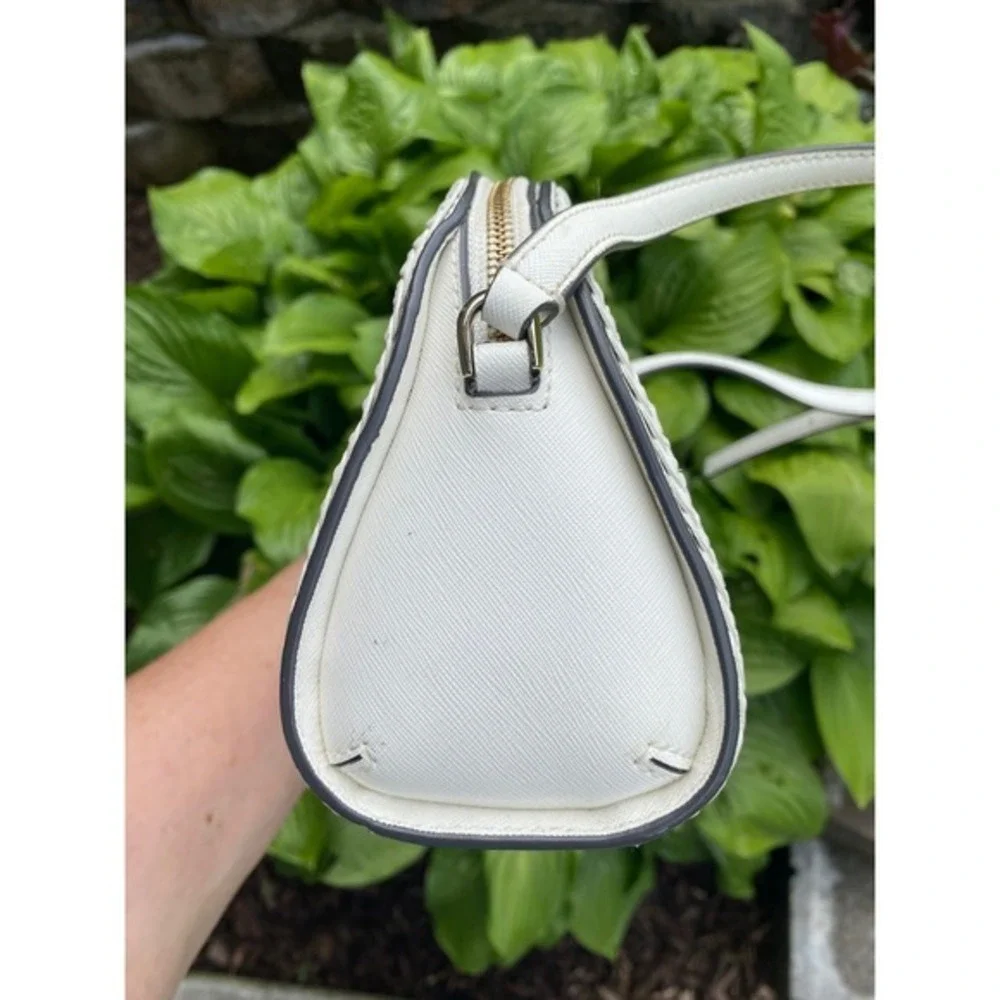 Kate Spade Raffia Straw White Leather‎ Crossbody Bag Woven Summer Resort